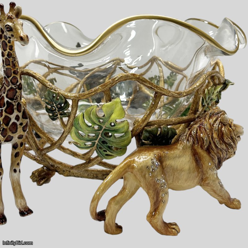 Jay Strongwater Shere Animal Parade Bowl – Handcrafted Glass & 14kt Gold Accents SKU: SDH2616-274