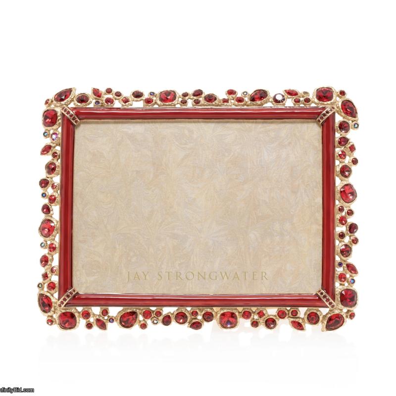 Leslie Bejeweled 5 x 7 Frame - Ruby JAY STRONGWATER SPF5844-224