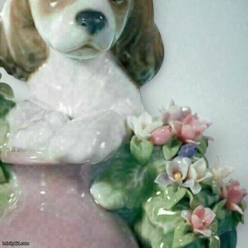 Lladró Take Me Home Dog Figurine – Porcelain Puppy with Flowers  SKU: 01006574