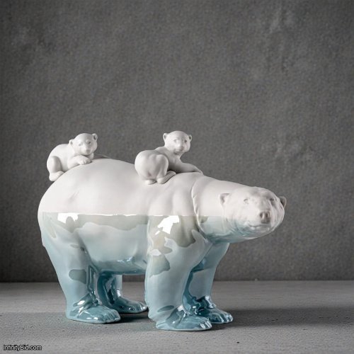 Lladró Mummy Bear and Babies – Underwater Sculpture SKU: 01009740