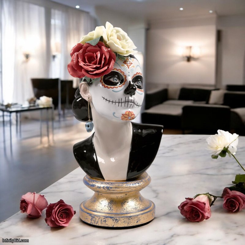 Lladró “Beautiful Catrina” Figurine – Limited Edition Glossy Porcelain Sculpture by Raúl Rubio | SKU 01009374