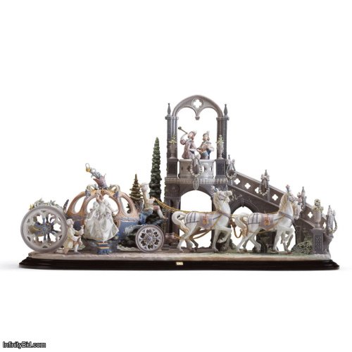 Lladró Cinderella’s Arrival Sculpture - Limited Edition High Porcelain Masterpiece - Monumental Fairy Tale Carriage Scene - SKU 01001785