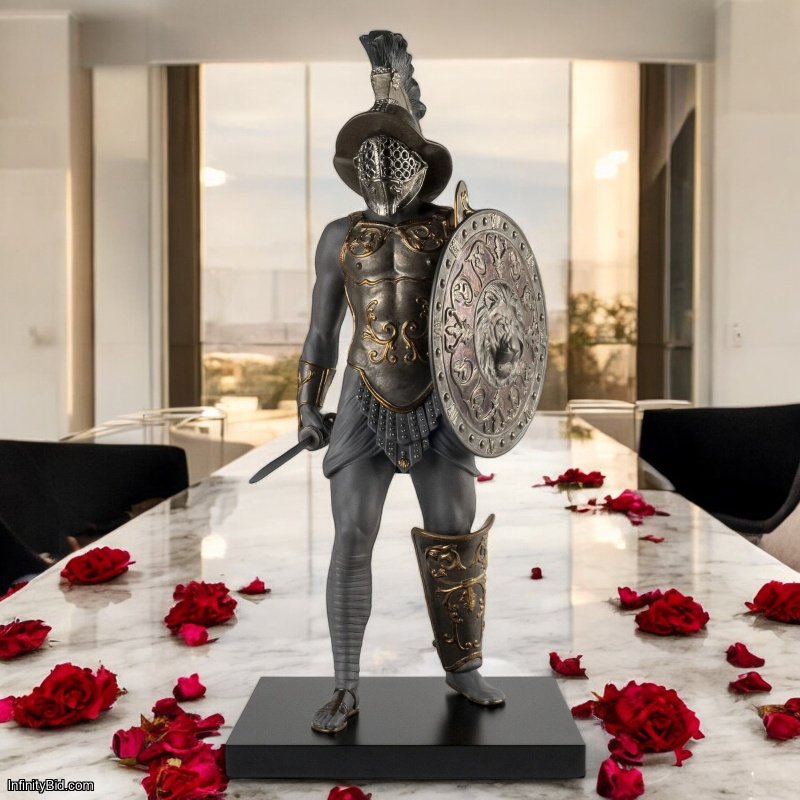 Lladró Gladiator Figurine – Black Porcelain Roman Warrior Sculpture SKU: 01009497