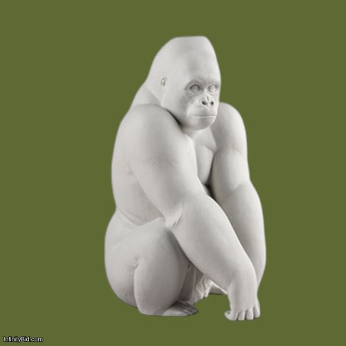 Lladró Gorilla with Airplants – Matte White Porcelain Sculpture SKU: 01009641