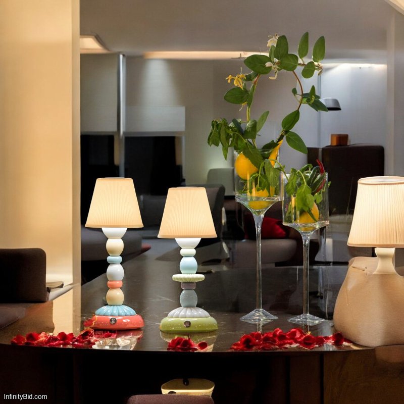 Lladró Lotus Firefly Lamp – Golden Fall Porcelain Wireless Table Lamp SKU: 01023792