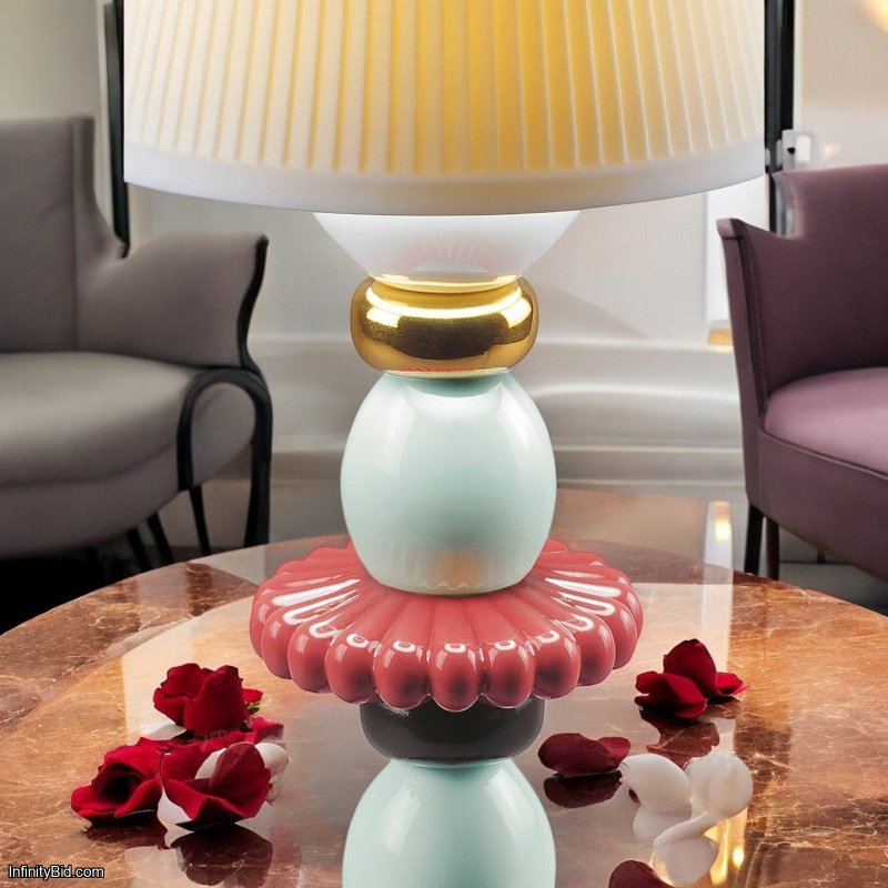 Lladró Lotus Firefly Lamp – Golden Fall Porcelain Wireless Table Lamp SKU: 01023792