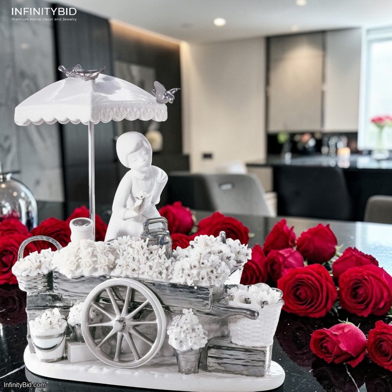 Lladro Retired Flowers of the Season (RE-Deco) – White and Silver Porcelain Figurine – SKU: 01007030