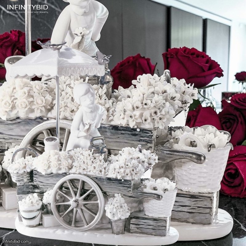 Lladro Retired Flowers of the Season (RE-Deco) – White and Silver Porcelain Figurine – SKU: 01007030