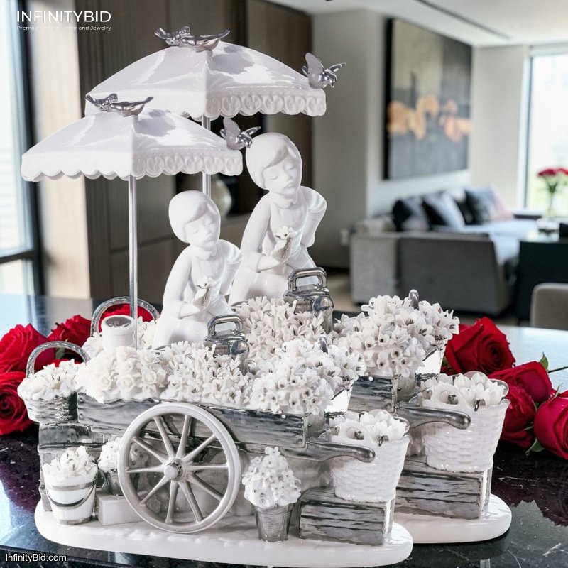 Lladro Retired Flowers of the Season (RE-Deco) – White and Silver Porcelain Figurine – SKU: 01007030