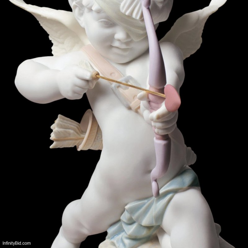 Lladró “Straight to the Heart” Cupid Angel Figurine – Matte Porcelain Sculpture by José Luis Santes | SKU 01009209