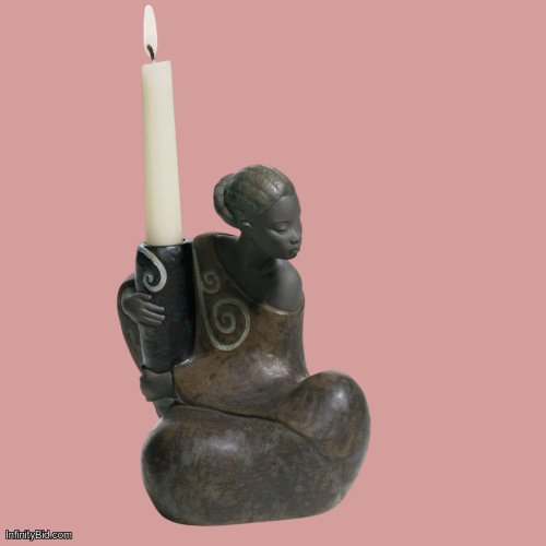 Lladró "Woman with Jar" Candleholder – Pulse of Africa Retired Stoneware Figurine SKU: 01012500