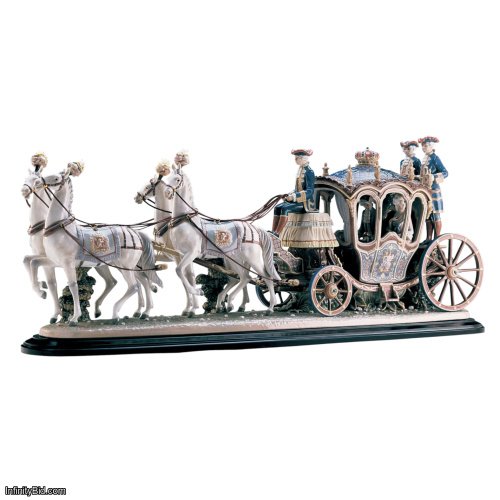 Lladró XVIIIth Century Coach Sculpture - Limited Edition High Porcelain Masterpiece - Baroque Carriage with Four Horses - SKU 01001485