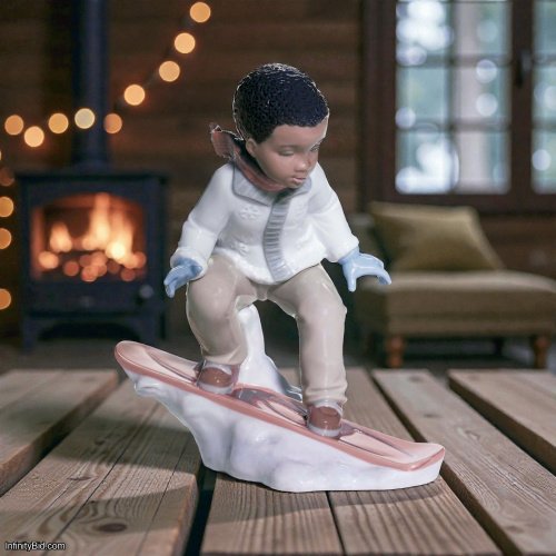 Lladro Retired “This Is Fun!” Figurine – Christmas Black Legacy Porcelain  SKU: 01008263