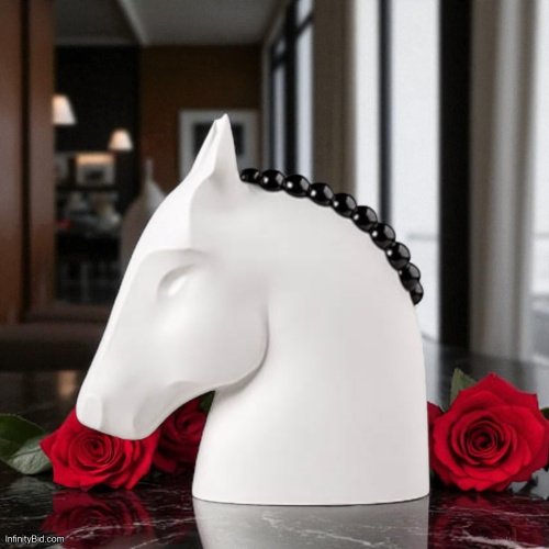 Lladró Horse Vase White – Porcelain Decorative Vase – SKU: 01009798