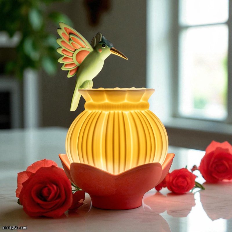 Lladró Utopical Wireless Lamp – Hummingbird Porcelain LED Table Light SKU: 01024387