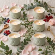 Lladró Dahlia Candle Set of 6 Green On the Prairie Matte Porcelain Votives 01040321