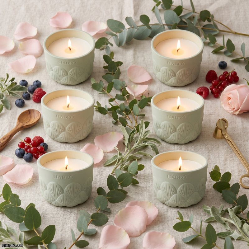 Lladró Dahlia Candle Set of 6 Green On the Prairie Matte Porcelain Votives 01040321