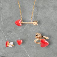 Lladro Crush Jewelry Set – Pendant, Earrings & Ring (Handmade Porcelain & Gold-Plated Silver) SKU Set: 1010304_1010305_1010306