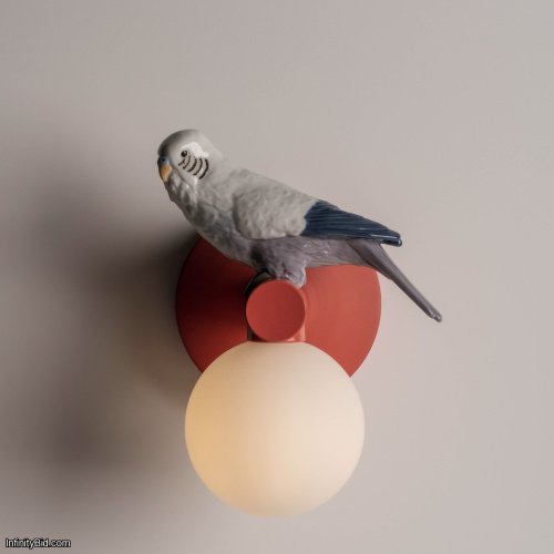 Lladro Parrot Wall Light (Left) – Coral Porcelain Lamp – Ref. 01024051 SKU: 01024051