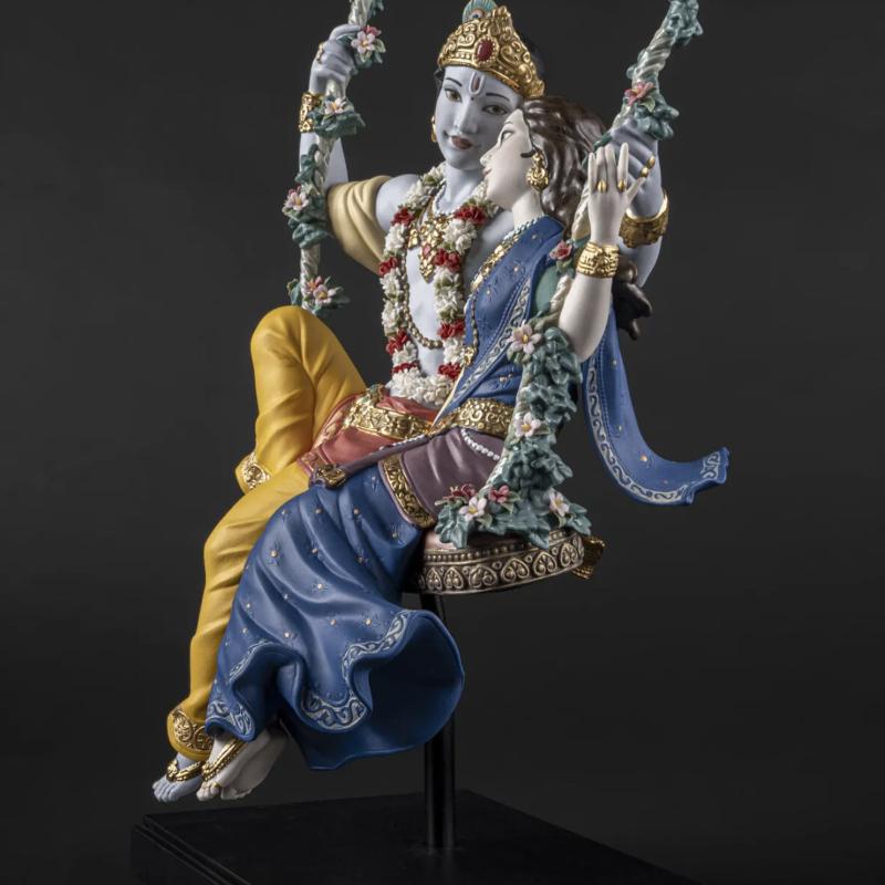 Lladro Radha Krishna on a Swing Sculpture. Limited Edition 01002036