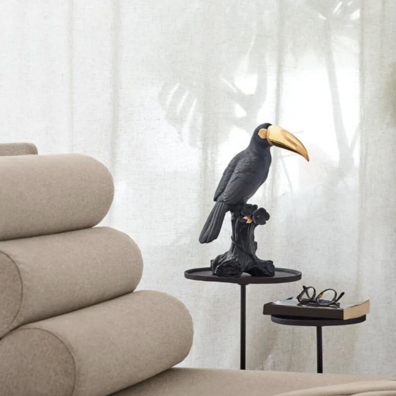 Lladro Toucan Sculpture. Black-gold. Limited Edition #9712