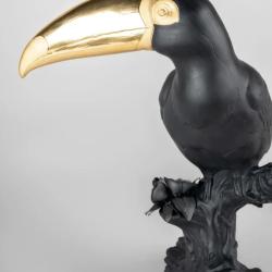 Lladro Toucan Sculpture. Black-gold. Limited Edition #9712