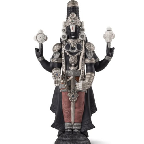 Lladró Lord Venkateswara Sculpture (Black & Silver Porcelain) | SKU: 01009811
