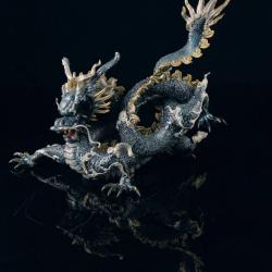 Great Dragon Sculpture. Golden Lustre and Blue. Limited Edition 01001934 Lladro