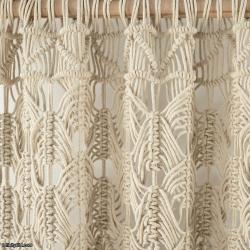 Macrame Tassel Cotton Window Curtain/Room Divider/Wedding Backdrop/Wall Decor, 84" L x 50" W, Neutral