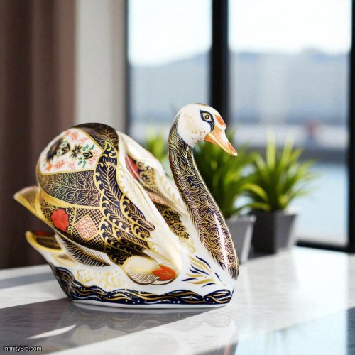 Royal Crown Derby Old Imari Solid Gold Band Swan Reference: PAPBOX62797