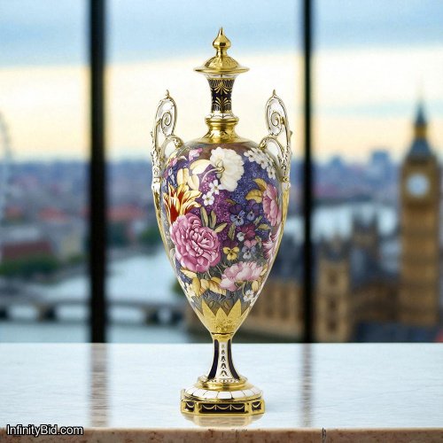 Royal Crown Derby “Prestige” Large Vase – PRESVA62148 Fine Bone China | Hand-Gilded in 22-Carat Gold | Made in England