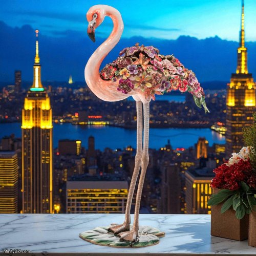 Jay Strongwater Amira Floral Flamingo – SKU: SDH1958-456