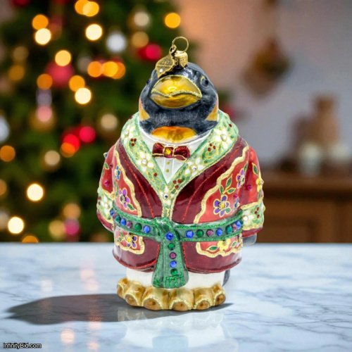 Jay Strongwater Christmas Penguin Ornament – Hand-Painted Glass w/ Crystals SDH20123-250