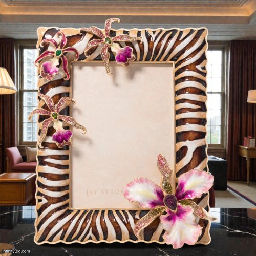 Jay Strongwater Lana Zebra Orchid 5" x 7" Frame SKU: SPF5883-251