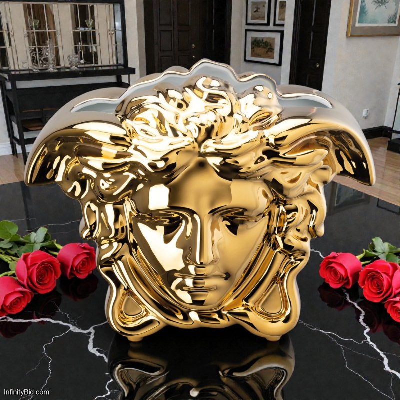 Versace Medusa Grande Gold Vase Porcelain | Gold Décor