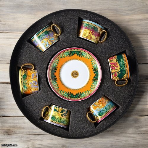 Versace Jungle Animalier Tea Cup Set – 6 Cups & Saucers SKU: 19335-403713-29253