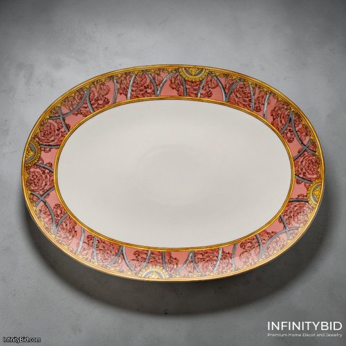 Versace Scala Palazzo Rosa Platter – Oval Set of 4 Plates – SKU: 19335-403665-12738