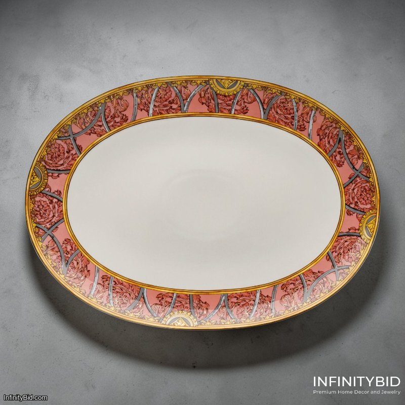 Versace Scala Palazzo Rosa Platter – Oval Set of 4 Plates – SKU: 19335-403665-12738