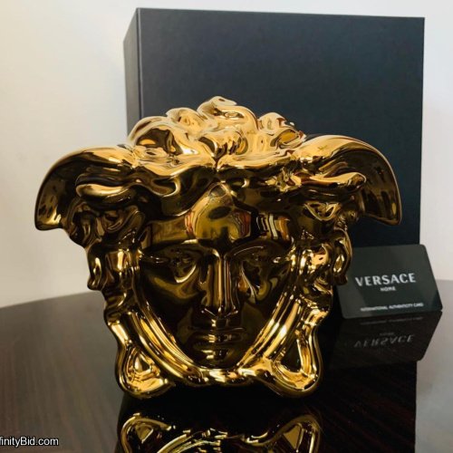 Versace by Rosenthal Medusa Grande Gold Vase – 15 cm / 5.9 in | Luxury Designer Porcelain  A Striking Fusion of Art, Mythology, and Elegance SKU: 14493-426157-26015