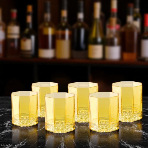 6x Versace Medusa Lumiere Rhapsody Amber Crystal Whiskey Tumblers – Luxurious Octagonal Design