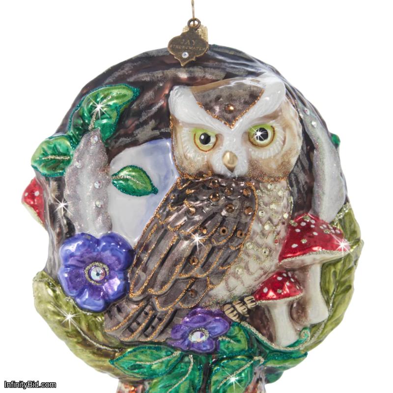 Woodland Owl Wreath Ornament JAY STRONGWATER  SKU: SDH20086-250