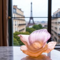 Daum Arum Rose Decorative Flower – Amber Pink French Crystal (Ref. 05651-1)