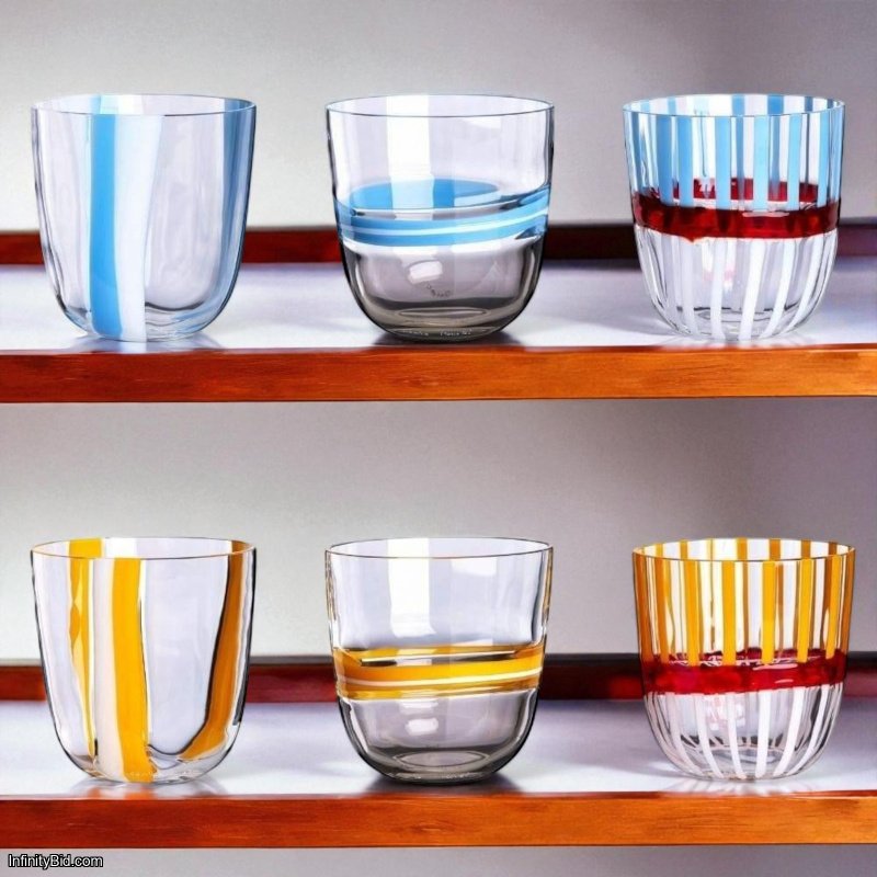 Carlo Moretti I Diversi Set of 6 Tumblers – Cream – Handcrafted Murano Glass