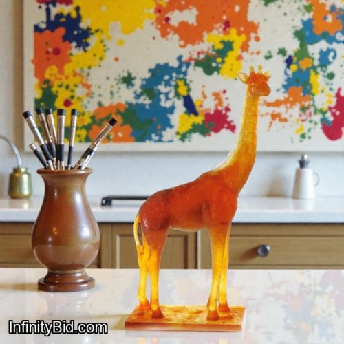 Daum Retired Giraffe Sculpture – Brown Crystal SKU: 03378