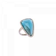 Daum Éclat de Daum Crystal Ring in Celadon Blue 05532-356