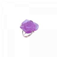 Daum Rose Passion Crystal Ring in Ultraviolet/Silver 05565-052