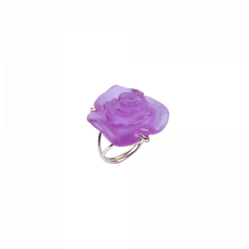 Daum Rose Passion Crystal Ring in Ultraviolet/Silver 05565-056