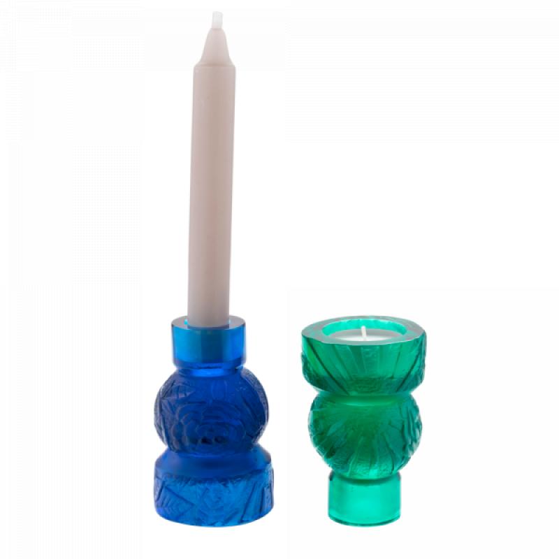 Daum Empreinte Candleholder in Green 05589-1