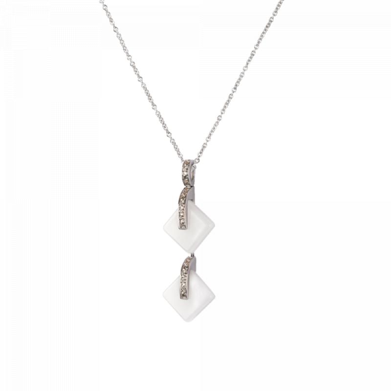 Daum Eclipse Crystal Double Pendant Necklace in White 05526