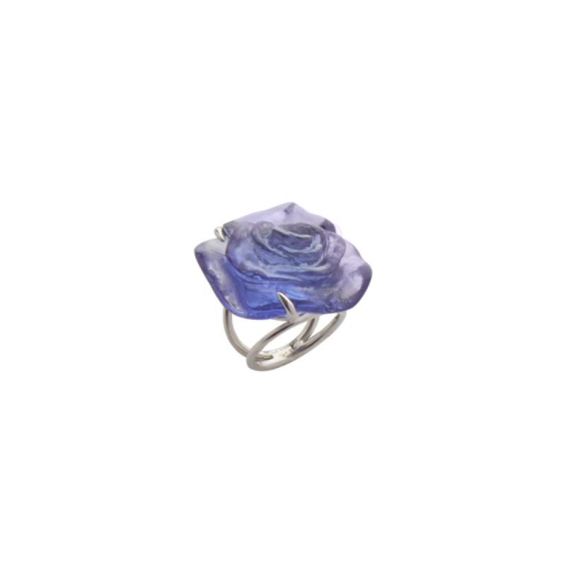 Daum Rose Passion Crystal Ring in Blue 05565-256